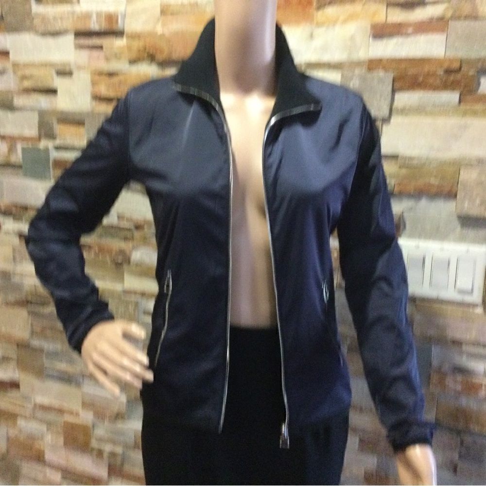 HERMES SELLIER Navy Nylon and Fleece Lined Light Zip Jacket - Picture 6 of 12